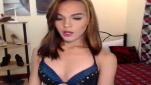 wild asian tgirl Masturbates Her Hard penis