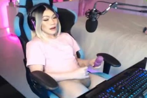 TS Ahri Fox vibrator cumshot
