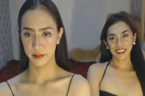asian Skinny ladyboys Double rod oral