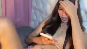 Petite skinny Filipina TS Jerks On cam