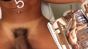 Skinny Ladyboy In Jean Shorts jerking off In Her baths